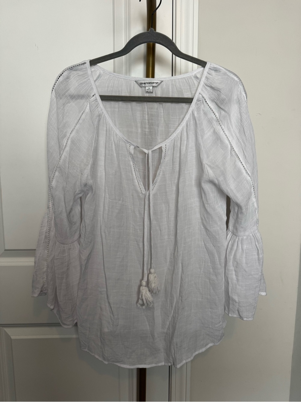 ✨ Boho Chic Counterparts White Peasant Blouse ✨ - Picture 2 of 6